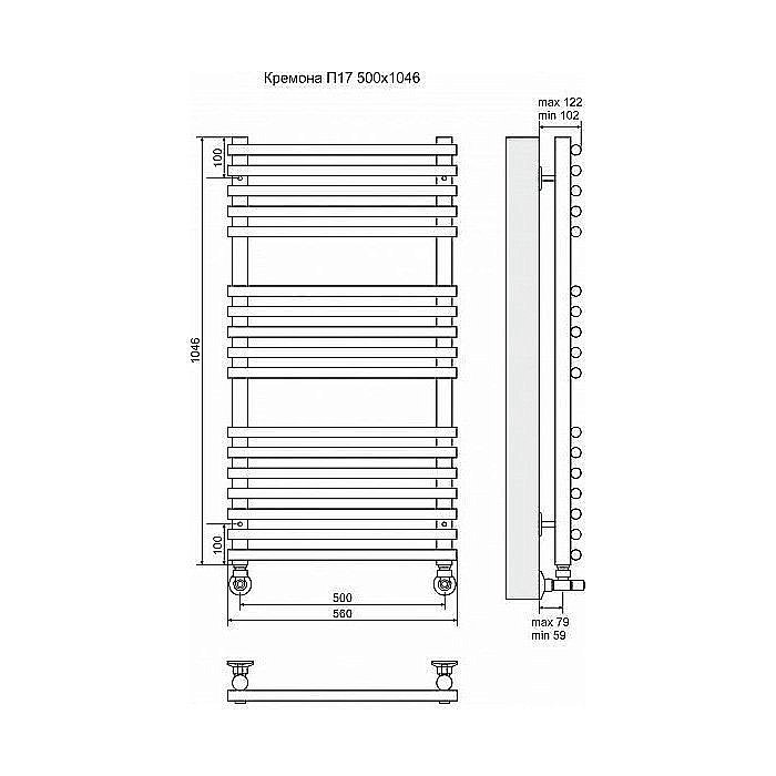 Полотенцесушитель водяной Terminus Кремона П17 500x1046 купить в интернет-магазине сантехники Sanbest