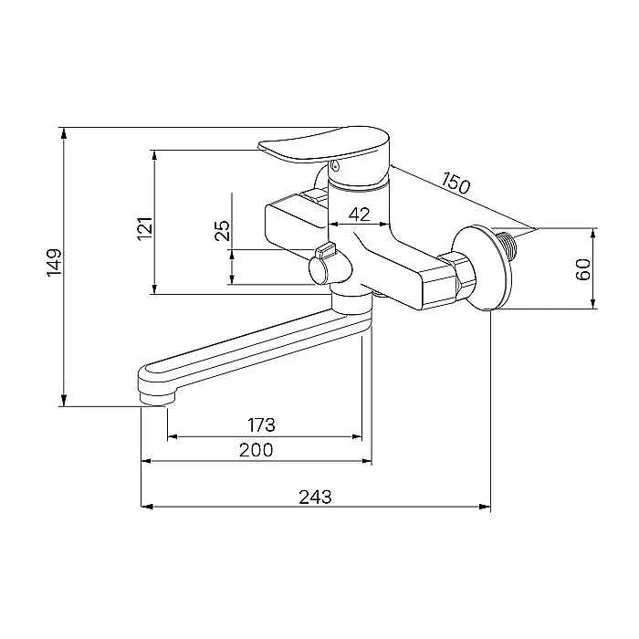Смеситель для ванны Milardo Demi DEMSB02M02 купить в интернет-магазине сантехники Sanbest
