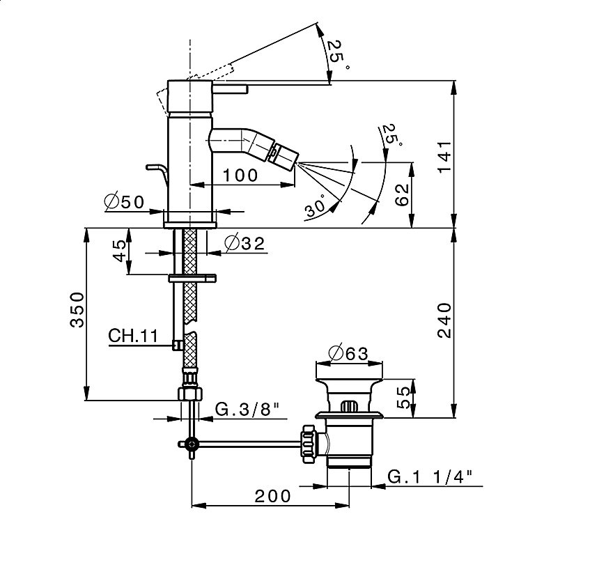 Смеситель для биде Cisal LESS NEW LN00055040 купить в интернет-магазине сантехники Sanbest