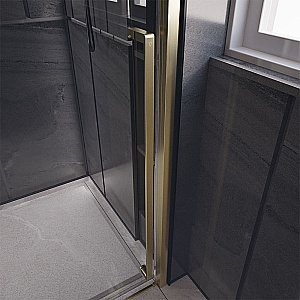 Душевая дверь Veconi Premium Trento PTD30-G-140-01-C4 прозрачная/профиль Брашированное золото брашированное купить в интернет-магазине Sanbest