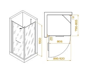 Душевой уголок RGW Passage PA-148B (PA-103B + Z-050-2B + O-204B) 020814898-14 90x80 стекло прозрачное/профиль черный купить в интернет-магазине Sanbest