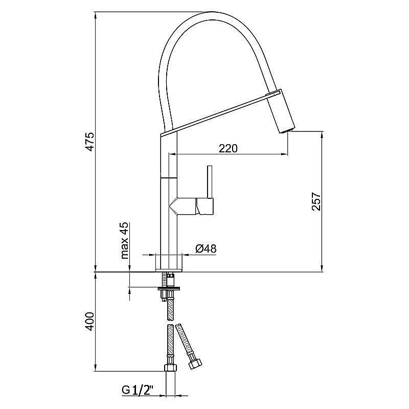 Смеситель для кухни Webert Kitchen Oblique Pro OB920602015 купить в интернет-магазине сантехники Sanbest