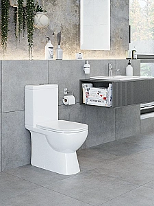 Унитаз-компакт Sanita luxe Quadro Slim QDRSLCC01151022 с бачком, с крышкой микролифт, белый купить в интернет-магазине Sanbest