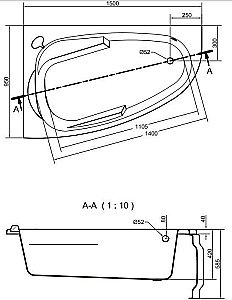 Ванна акриловая Cersanit JOANNA 63336 150x95 купить в интернет-магазине Sanbest