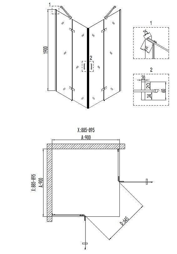 Душевой уголок Niagara Nova 6813, черный алюминий, прозрачное стекло, 90х90 см купить в интернет-магазине Sanbest
