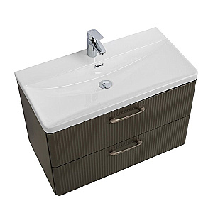 Тумба с раковиной Belbagno DUE 80 DUE-800-2C-SO-GM-P-FH+BB-8076-3-80 ручки в комплекте, оружейная сталь для ванной в интернет-магазине Sanbest
