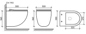 Унитаз подвесной Ceramica Nova Mono Rimless CN1905 безободковый, с крышкой микролифт купить в интернет-магазине Sanbest