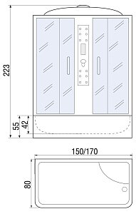 Душевой бокс River Wisla 55 150x80 ТН стекло тонированное купить в интернет-магазине Sanbest