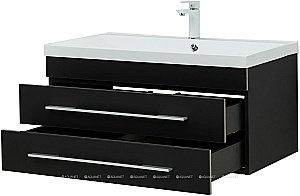 Тумба с раковиной Aquanet Верона 272429 90 New черный матовый для ванной в интернет-магазине Sanbest