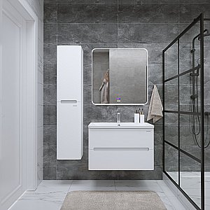 Тумба с раковиной подвесная Grossman АДЕЛЬ-НОРМА 80 белая для ванной в интернет-магазине Sanbest