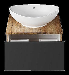 Тумба с раковиной Misty Ива - 60 П-Ива-01060-481Я графит/дуб вотан для ванной в интернет-магазине Sanbest