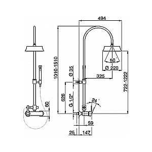Душевая система Cisal CHERIE CH0040546T хром/черный матовый купить в интернет-магазине сантехники Sanbest