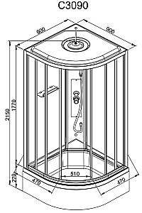 Душевая кабина AvaCan C Серия C3090 90х90 стандартная купить в интернет-магазине Sanbest