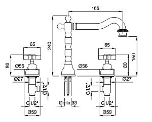 Смеситель для раковины Migliore Princeton ML.PRN-812 медь купить в интернет-магазине сантехники Sanbest