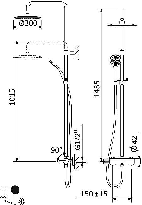 Душевая система Cezares LEAF-CDA-30-L-SR Sunrise купить в интернет-магазине сантехники Sanbest
