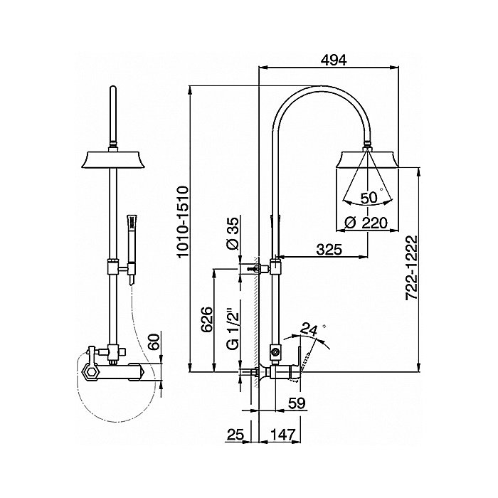 Душевая система Cisal CHERIE CH0040546T хром/черный матовый купить в интернет-магазине сантехники Sanbest