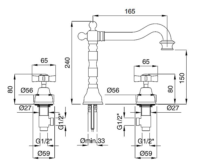 Смеситель для раковины Migliore Princeton ML.PRN-812 медь купить в интернет-магазине сантехники Sanbest