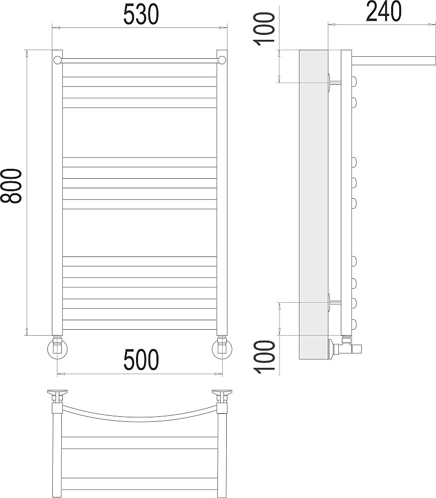 Полотенцесушитель водяной с полочкой Terminus Енисей П10 500х800 купить в интернет-магазине сантехники Sanbest