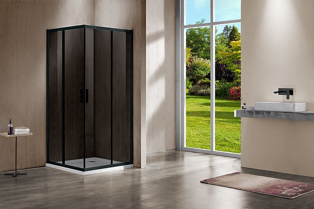 Душевой уголок Vincea GARDA VSS-1G1111CGB 110x110 стекло тонированное/профиль черный купить в интернет-магазине Sanbest