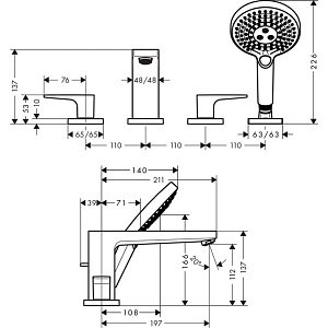 Смеситель для ванны Hansgrohe Metropol 74553000 купить в интернет-магазине сантехники Sanbest