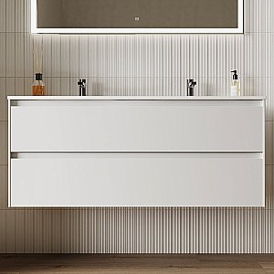 Тумба с раковиной Sancos Cento CN120-2W белый глянец для ванной в интернет-магазине Sanbest