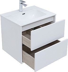 Тумба с раковиной Aquanet Lino 287540 60 (Flat) белый глянец для ванной в интернет-магазине Sanbest