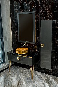 Консоль с раковиной и столешницей Armadi Art LUCIDO 770-100-GR 100 глянцевый графит для ванной в интернет-магазине сантехники Sanbest