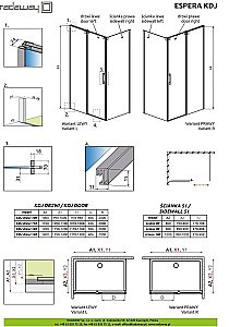 Душевой уголок Radaway Espera KDJ 100x80 стекло прозрачное/профиль хром купить в интернет-магазине Sanbest