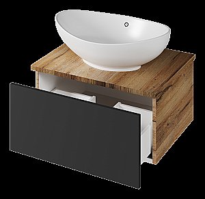 Тумба с раковиной Misty Ива - 60 П-Ива-01060-481Я графит/дуб вотан для ванной в интернет-магазине Sanbest