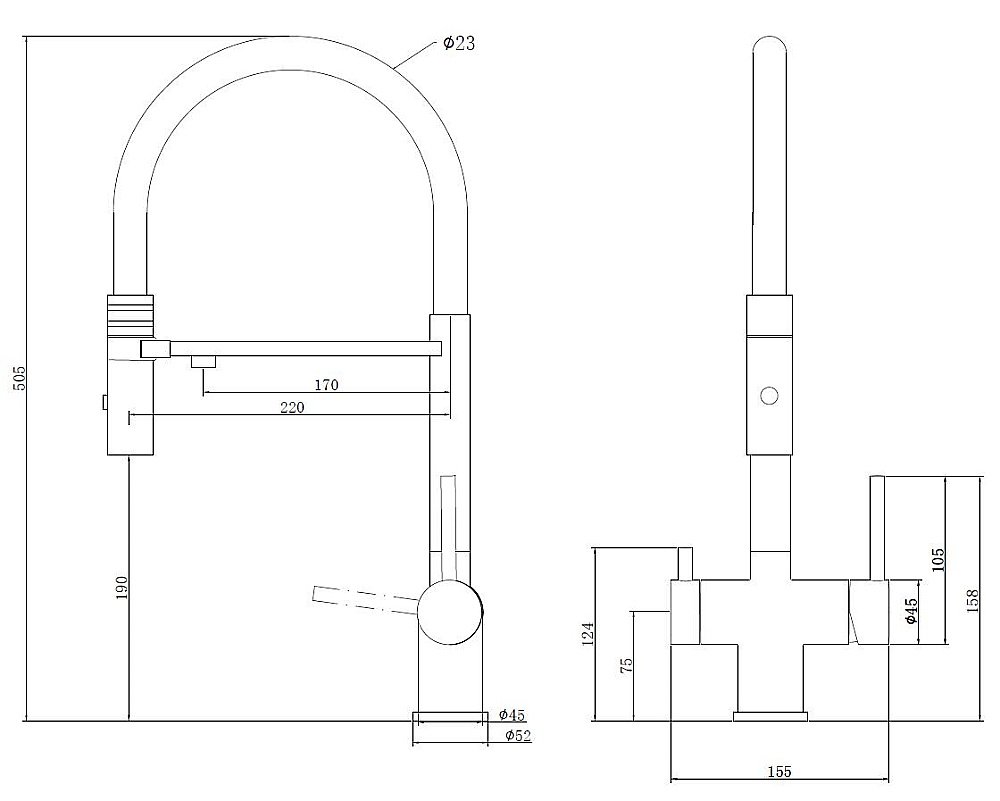 Смеситель для кухни Vincea VKF-120MB черный матовый купить в интернет-магазине сантехники Sanbest