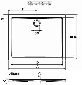 Душевой поддон Riho Zurich 250 90х90 D001007005 белый купить в интернет-магазине Sanbest