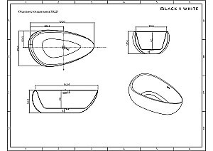 Ванна акриловая Black&White SWAN SB227 170x95 белая купить в интернет-магазине Sanbest