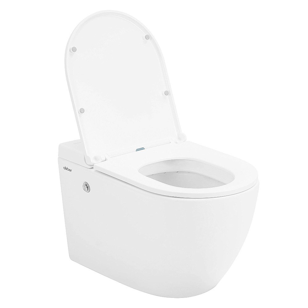 Унитаз подвесной Abber Bequem AC1108P белый, с крышкой микролифт, безободковый купить в интернет-магазине Sanbest