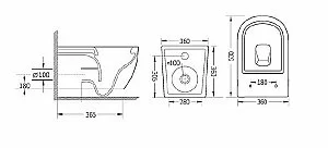 Унитаз подвесной Cezares CZR-3806-53-TH-TOR/SC белый, безободковый, с крышкой микролифт, слив Торнадо купить в интернет-магазине Sanbest