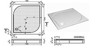 Душевой поддон Эстет Гамма 100x100 цвет по RAL c блестками купить в интернет-магазине Sanbest