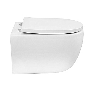 Унитаз подвесной Azario Rime AZ-1683WHD белый, безободковый, с крышкой микролифт, слив торнадо купить в интернет-магазине Sanbest