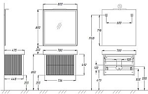 Тумба с раковиной Опадирис Рубинно 80 серая глянцевая для ванной в интернет-магазине Sanbest