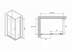 Душевой уголок ABBER Schwarzer Diamant AG301405-S1005 140x100 стекло прозрачное/профиль хром купить в интернет-магазине Sanbest