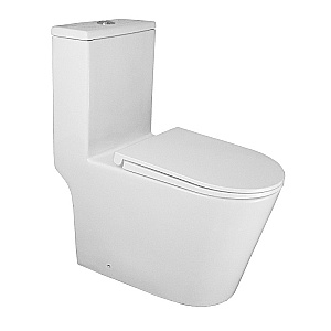 Унитаз моноблок Azario Scala AZ-8101 белый, безободковый, с крышкой микролифт, слив торнадо купить в интернет-магазине Sanbest