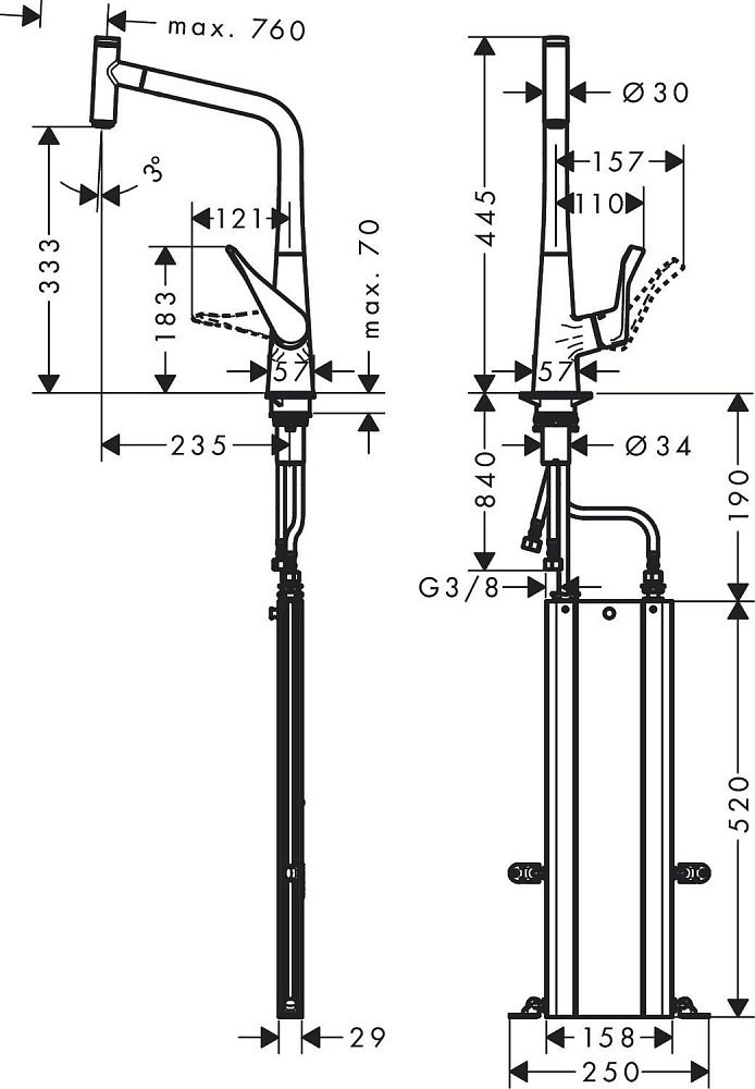 Смеситель для кухни Hansgrohe Metris Select M71 320 73803800 купить в интернет-магазине сантехники Sanbest