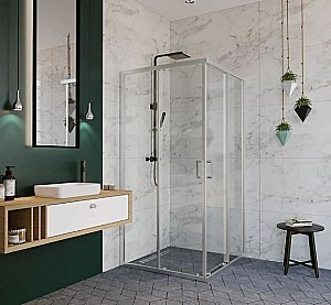 Душевой уголок Alex Baitler 90х90 AB1490C1 стекло прозрачное/профиль сатин купить в интернет-магазине Sanbest