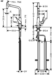 Смеситель для кухни Hansgrohe Metris Select M71 320 73803800 купить в интернет-магазине сантехники Sanbest
