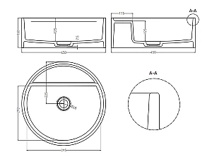 Раковина накладная Salini ARMONIA TOP 02 130126M 45 из искусственного камня S-Stone, белая матовая купить в интернет-магазине Sanbest