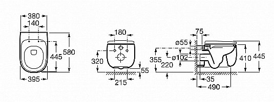 Унитаз подвесной Roca Beyond 3460B7000 безободковый купить в интернет-магазине Sanbest
