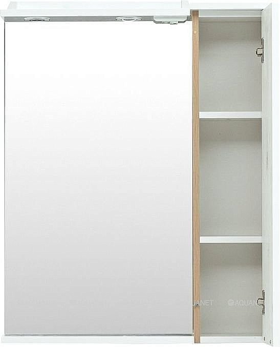 Зеркало со шкафом Aquanet Гретта 70 светлый дуб в ванную от интернет-магазине сантехники Sanbest