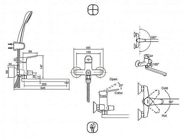 Смеситель для ванны Bravat Eco F6111147BM-LB купить в интернет-магазине сантехники Sanbest