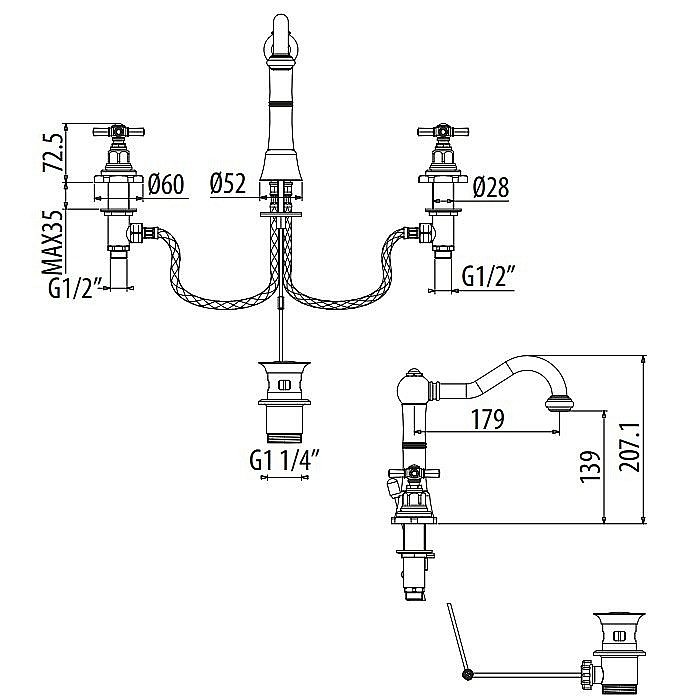 Смеситель для раковины Gattoni TRD TR096/18C0 купить в интернет-магазине сантехники Sanbest