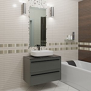 Тумба с раковиной LA FENICE Elba Grigio TWIN 100 серая/столешница черная для ванной в интернет-магазине Sanbest