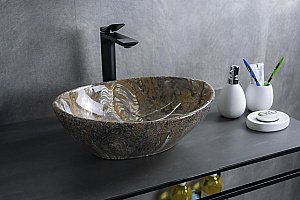 Раковина накладная Gid Lago 41 Mnc138T 54472 под камень глянцевая купить в интернет-магазине Sanbest