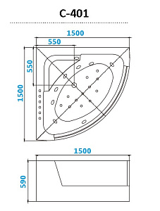 Акриловая ванна CeruttiSpa C-401 150x150 купить в интернет-магазине Sanbest